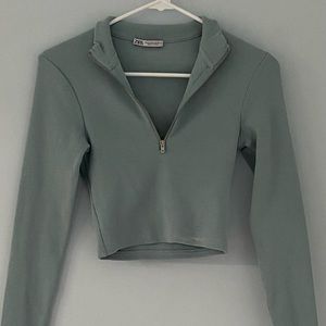 Sea Green Zara Cropped Zip Up
